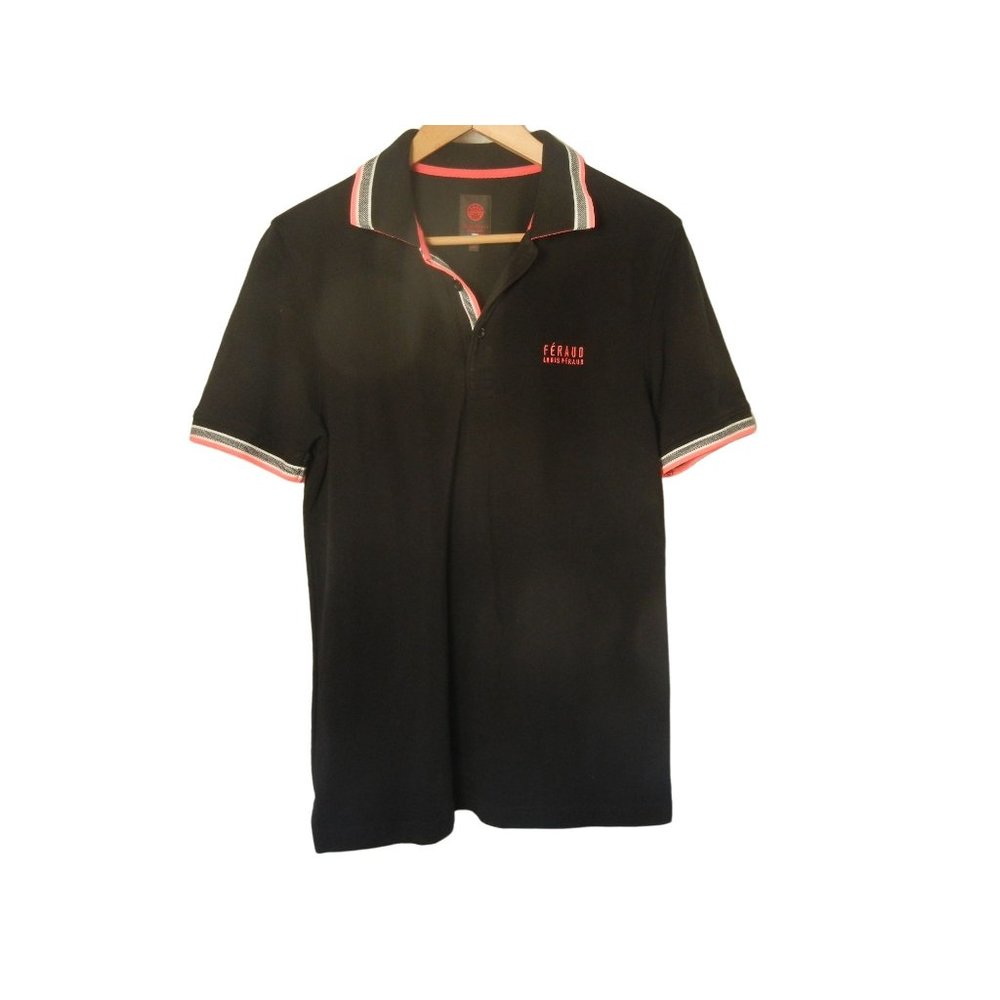 Louis Ferauo black golf, tennis polo shirt Medium 38" chest womens polo like new